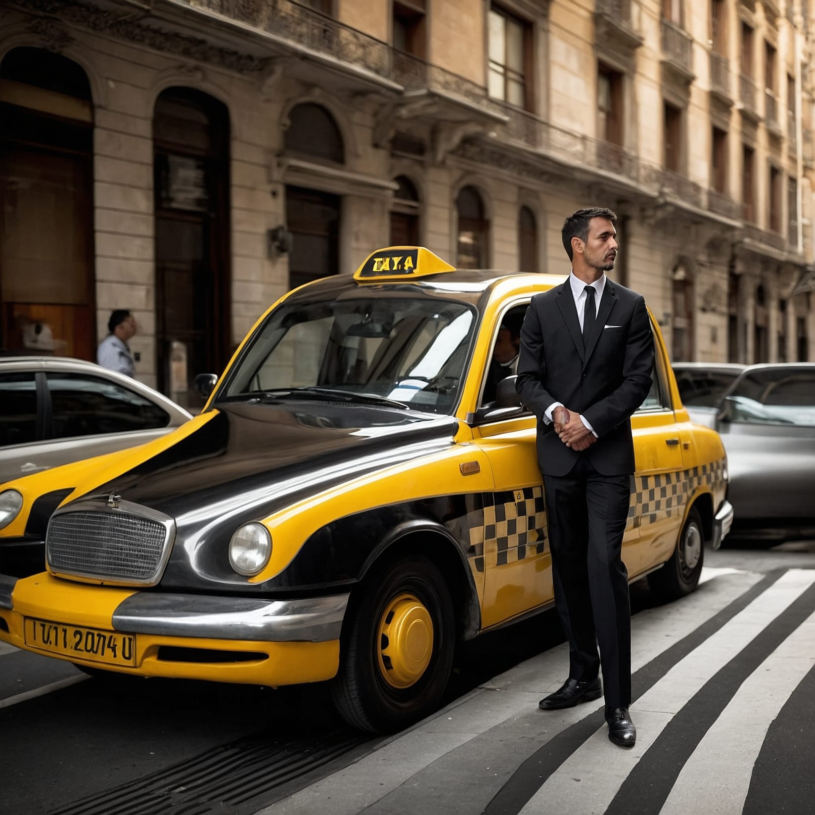 Taxi de alta gama en ciudad